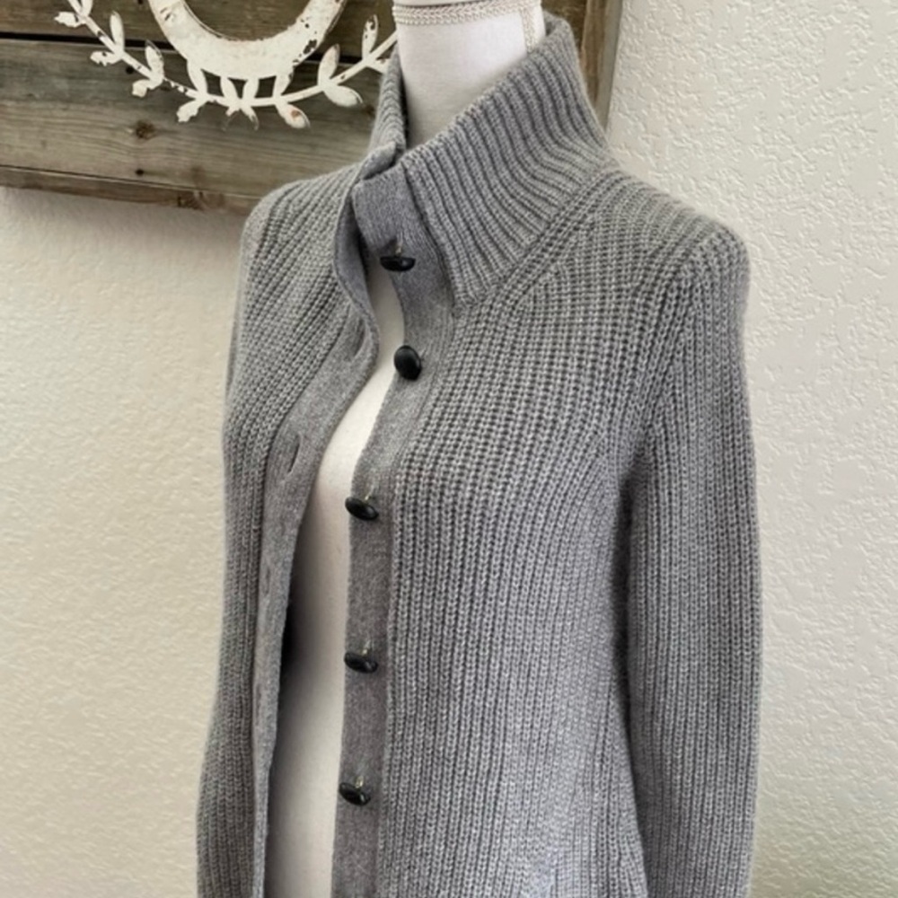 Theory Emiko gray cotton angora cashmere button cardigan sweater size‎ Medium
